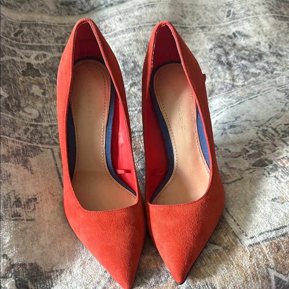 Orange Suede Women's Pumps